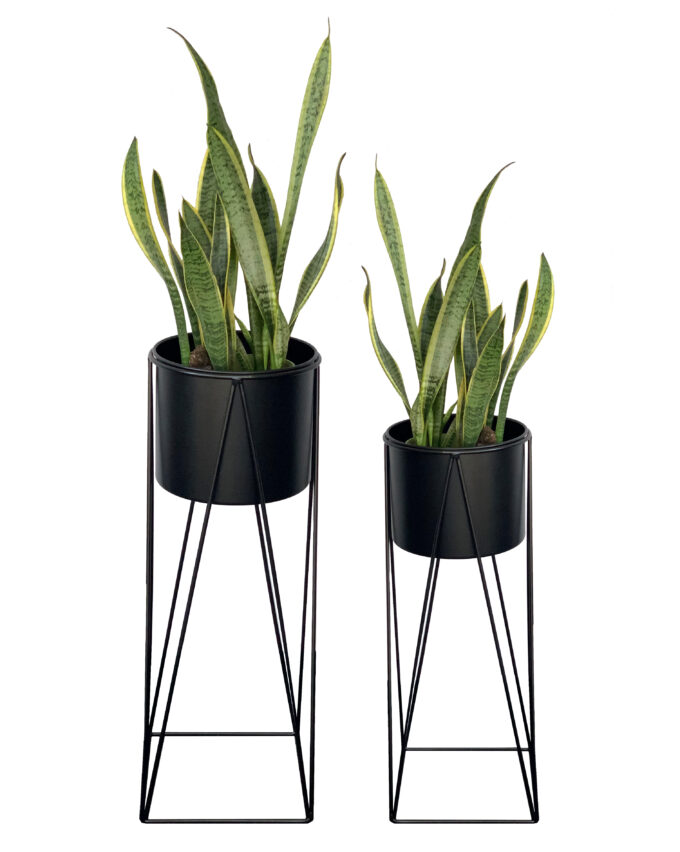 Planter Pots on Geometric Stands Set of 2