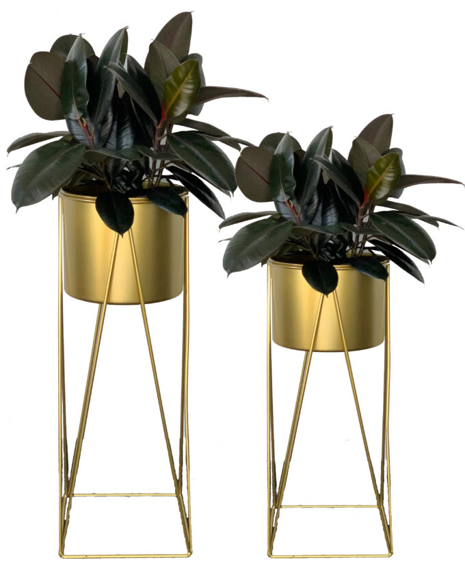 Planter Pots on geometric Stands Set of 2