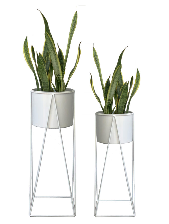 Planter Pots on Geometric Stands Set of 2