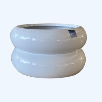 Glossy Sculpted White Ceramic Pot