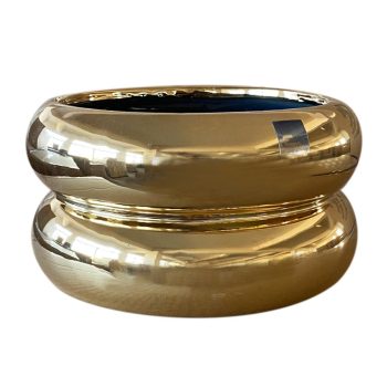 Glossy Sculpted Gold Ceramic Pot