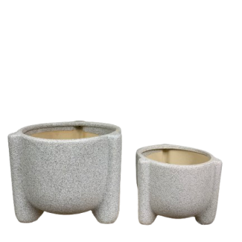 Set of 2 Standing Ceramic Flowerpot