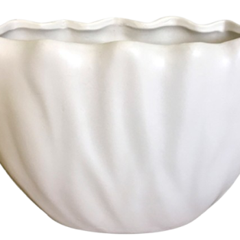 White Wavy Rim Top Ceramic Vase